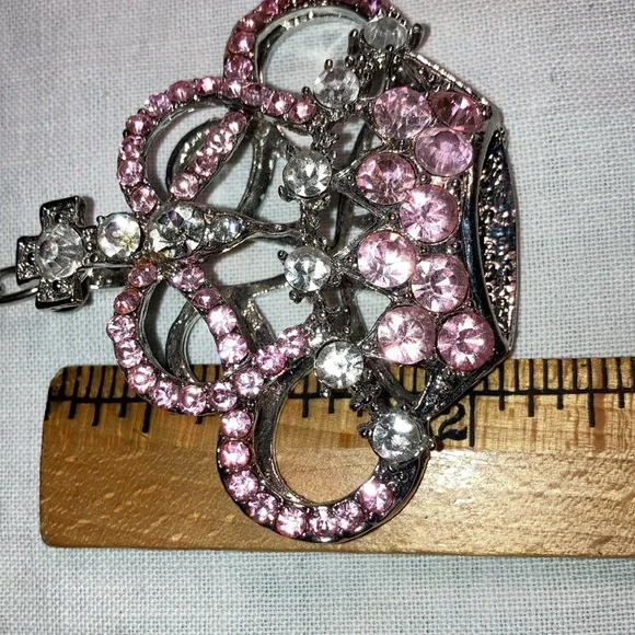 NWOT CROWN KEY CHAIN with clear and pink rhinestones on st $29 - Picture 6 of 6